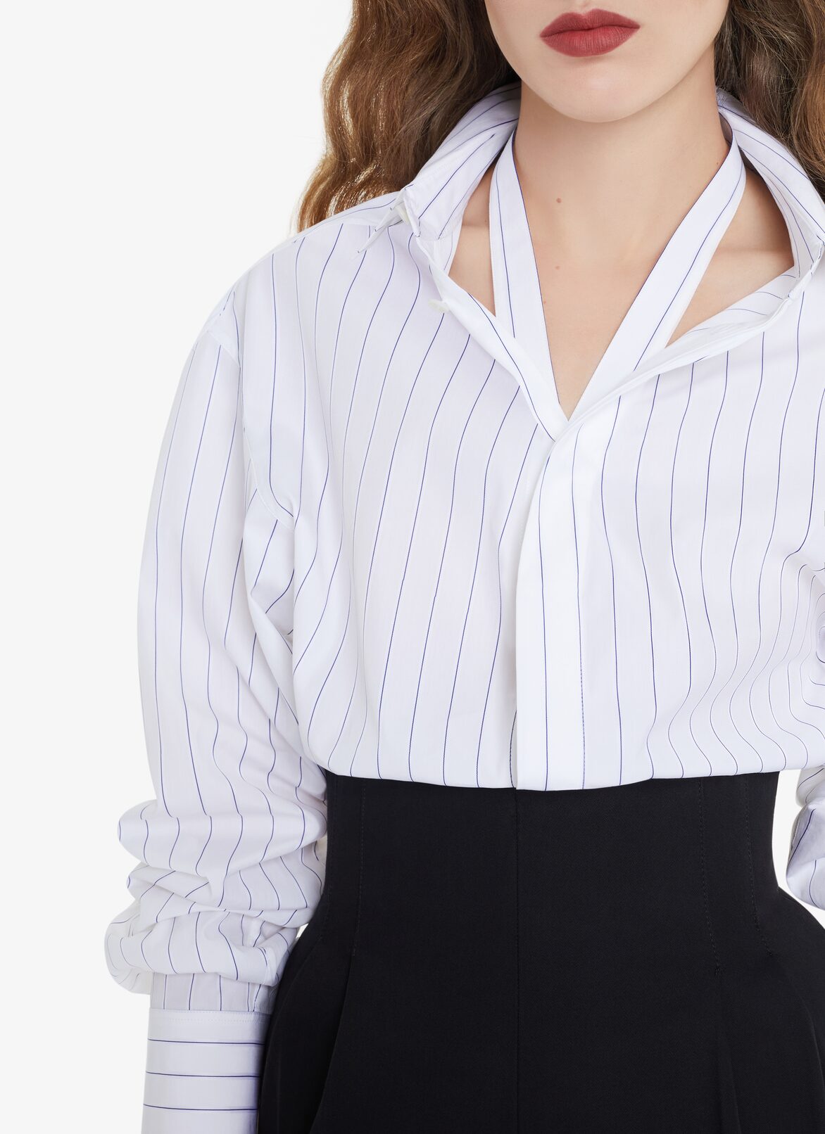 STRIPED POPLIN LOOSE SHIRT ALAÏA WHITE/BLUE STRIPED POPLIN LOOSE SHIRT